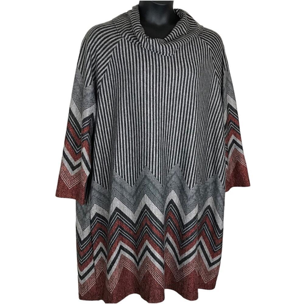 VINTAGE SERENGETI 3X Artsy Cowl Neck Striped and Chevron Dress